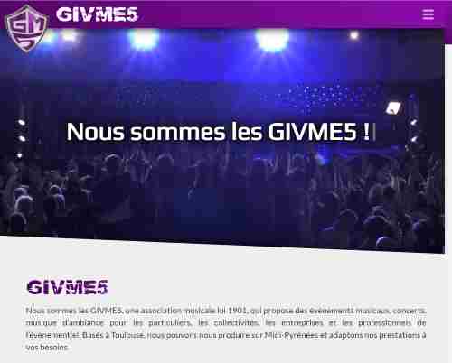 Site du groupe GIVME5, groupe pop-rock sur Toulouse